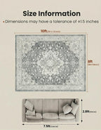 Marsail 8x10 Machine Washable Area Rug, Soft & Slip-Resistant, Vintage Floral - Image 2