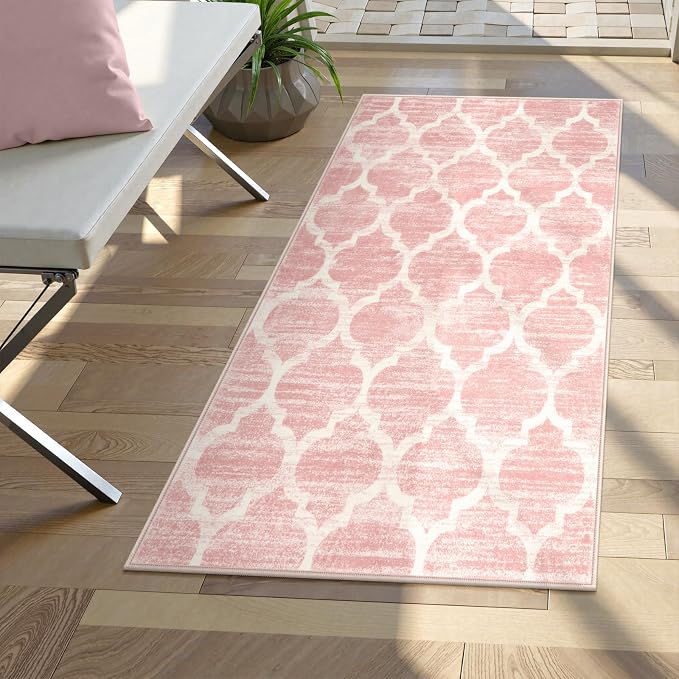 Lahome Moroccan Pink Bathroom Rug by Lahome