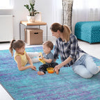 Abstract 6x9 Area Rug, Modern Teal Purple Throw Rugs - Image 9