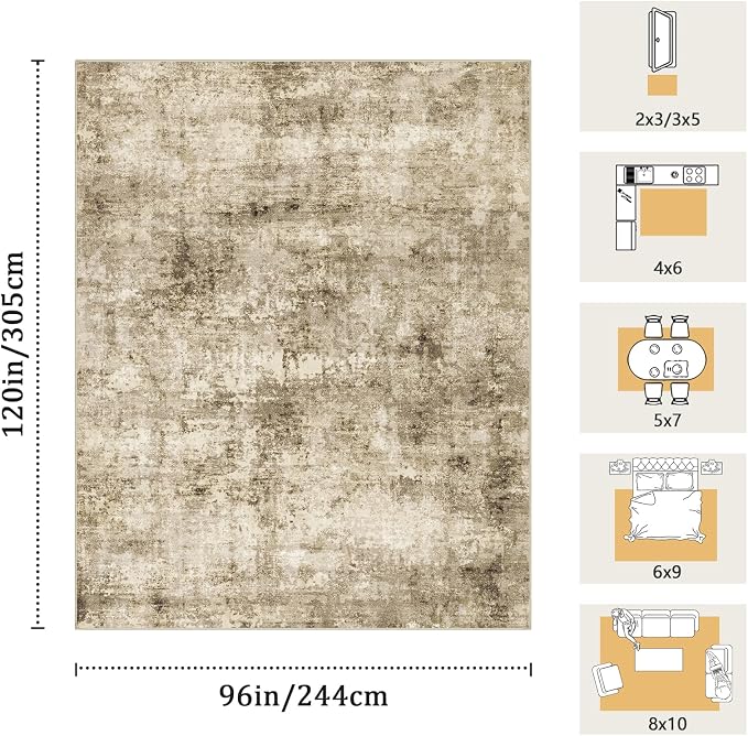 8x10 Machine Washable Area Rug for Living Room, Kids and Pets Friendly for - Image 2