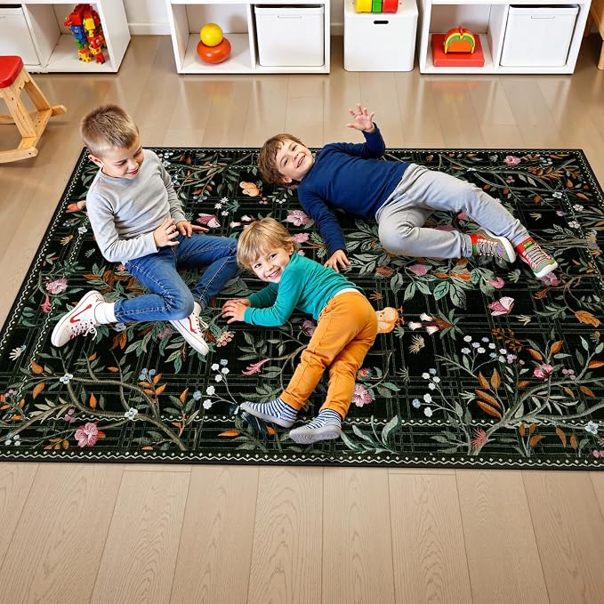 Morebes Boho Flower Rug for Living Room Non Slip, Washable Area Rugs 5x7 - Image 7
