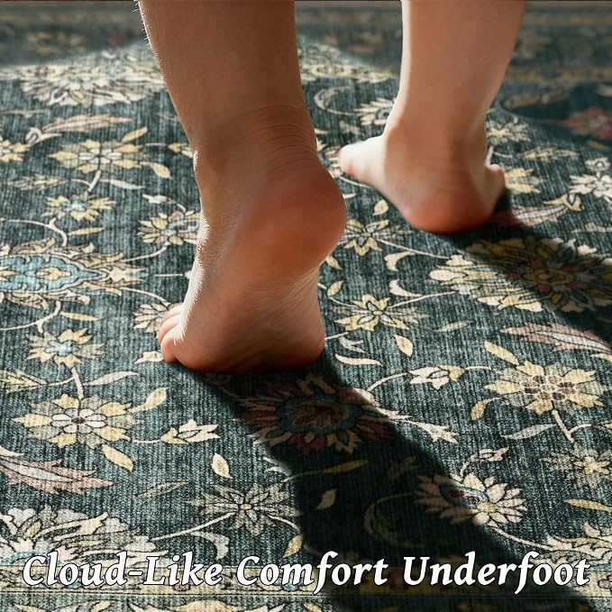 Washable 8x10 Area Rugs for Living Room, Boho Non-Slip Vintage Distress Large - Image 4