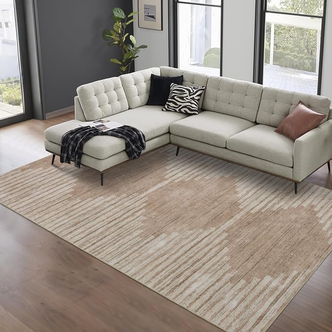 HelloTree Area Rug for Living Room 8x10 Washable Geometric Rug Stripe Farmhouse - Image 8