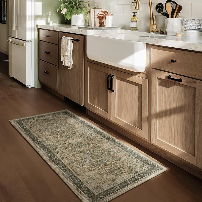 2x4 Entryway Small Rug, Retro Distressed Medallion Door Mat Indoor Entrance - Image 4