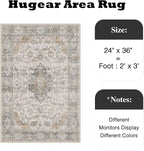 HUGEAR 2x3 Entryway Area Rug Retro Taupe Green Small Rug Machine Washable Door - Image 2