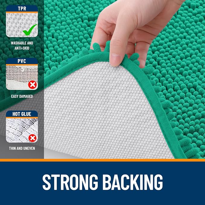 OLANLY Bathroom Rugs 30x20, Extra Soft Absorbent Chenille Bath Rugs, Rubber - Image 6