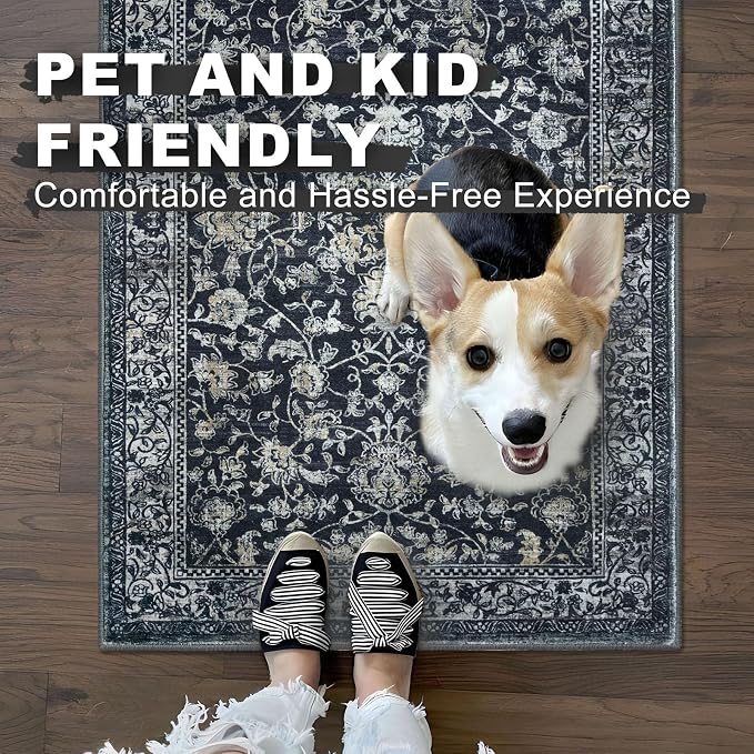 KILOCOCO Runner for Hallway 3x14 Runner Rug Printed Vintage Floral Washable Rug - Image 4