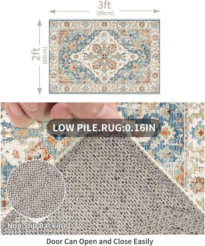Enkor Area Soft Rugs 2x3 Washable Non Slip Boho Small Floor Entryway Rugs - Image 2