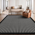 Beverly Rug Micro Loop Area Rug Black/White 6x9 Geometric Modern Luxury Zebra - Image 5