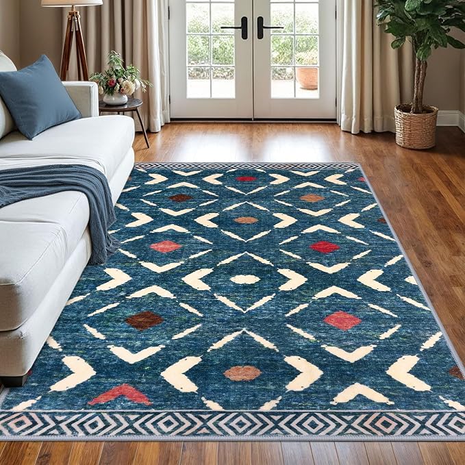 KILOCOCO Living Room Rug 5x7 Area Rug Printed Boho Washable Bedroom Rugs Non by Kilococo