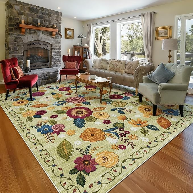 8x10 Machine Washable Area Rug for Living Room, Kids and Pets Friendly for by GERUIMO