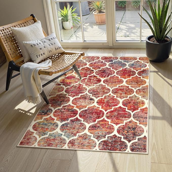 Lahome Moroccan 3x5 Rug for Bedroom, Washable Area Rugs Non-Slip Throw Entryway - Image 2