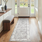jinchan Fiora Runner Rug 2x5 Machine Washable Hallway Rug Grey Vintage Floral by JINCHAN