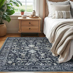 KILOCOCO Area Rug 4x6 Entryway Rug Washable Printed Vintage Floral Rubber - Image 3