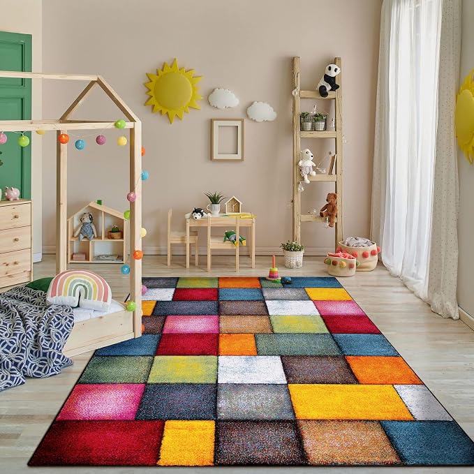 Paco Home Colorful Living Room Rug Checkered Design - Image 2