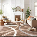 Rugshop Modern Wavy Circles Design Area Rug, Fade-Resistant Carpet by Rugshop