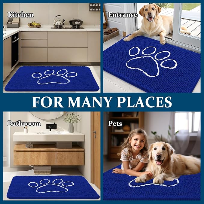 OLANLY Dog Door Mat for Muddy Paws 30x20, Paw Print Design, Absorbs Moisture - Image 8
