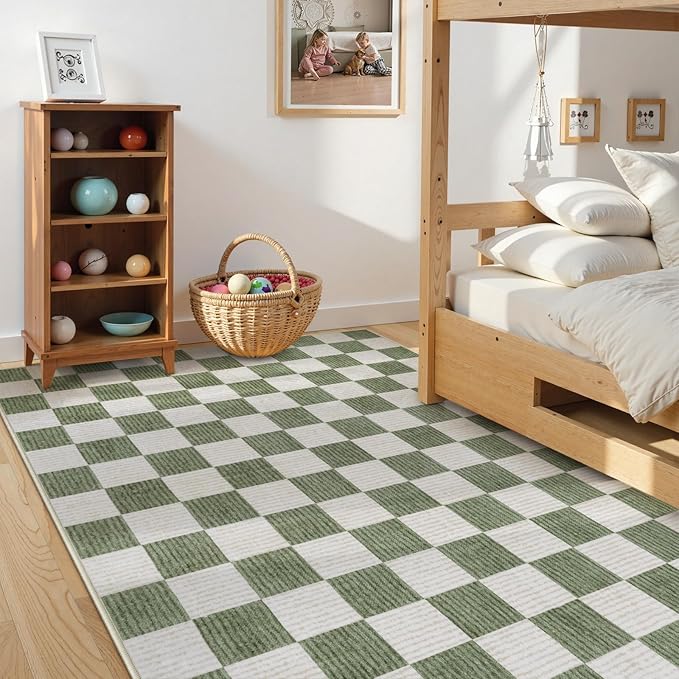 LIVEBOX 8x10 Area Rugs for Living Room, Checkered Non-Slip Washable Rugs - Image 5