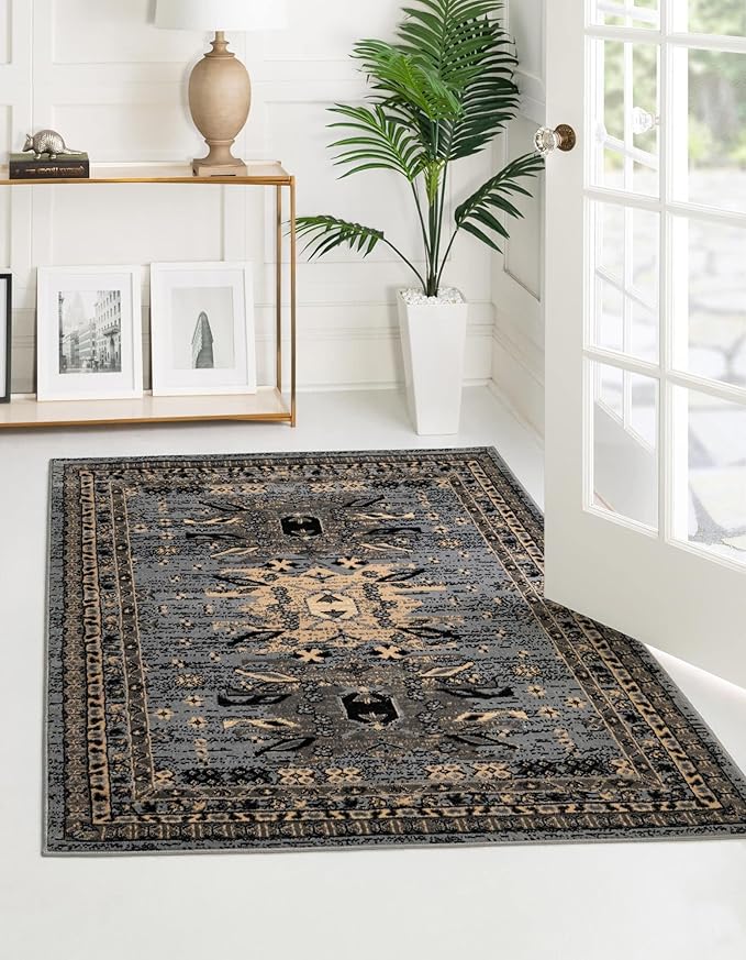 Unique Loom Taftan Collection Border Geometric Tribal Inspired Design Area Rug by UniqueLoom