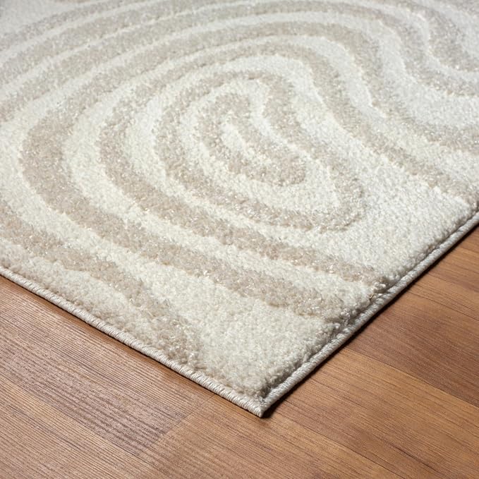 LUXE WEAVERS Geometric Swirl Cream 9x12 Area Rug High Low Modern Carpet - Image 6