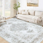 Area Rug 5x7 Living Room Rug, Machine Washable Vintage Distressed Medallion Rug by XLUEZ