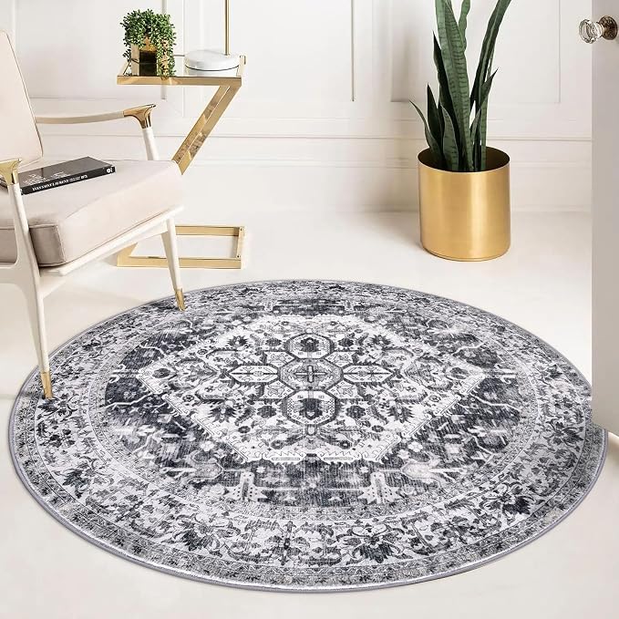KOZYFLY Round Rug 5 Ft Rugs for Entryway Washable Circle Entrance Rug Non Slip - Image 7