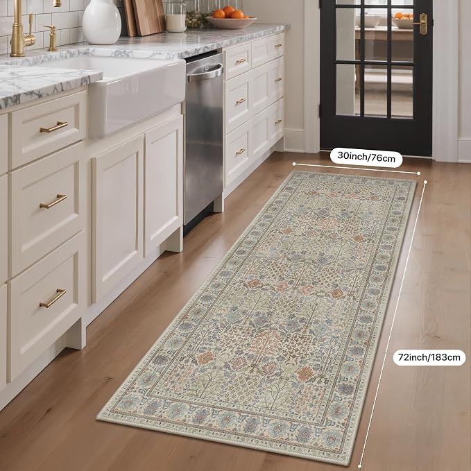 Bavni 2'6''x6 Rug Runners for Hallways, Washable Runner Rug Non Slip, Vintage - Image 9