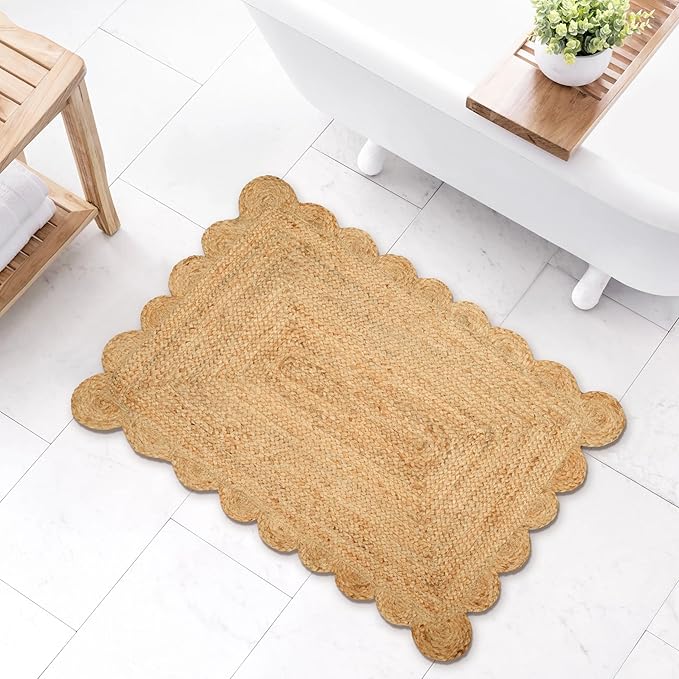 Savi Home Hand Woven Area Rug Braided Jute Scalloped Border, Decor Collection by SaviHome