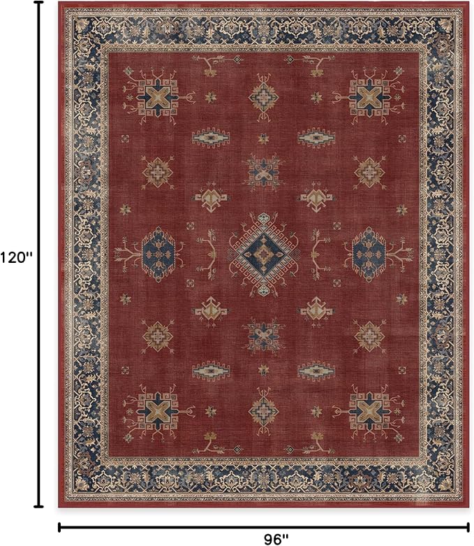 RUGGABLE Washable Vintage Area Rug – Verena Amber Red 8x10, Stain-Resistant - Image 2