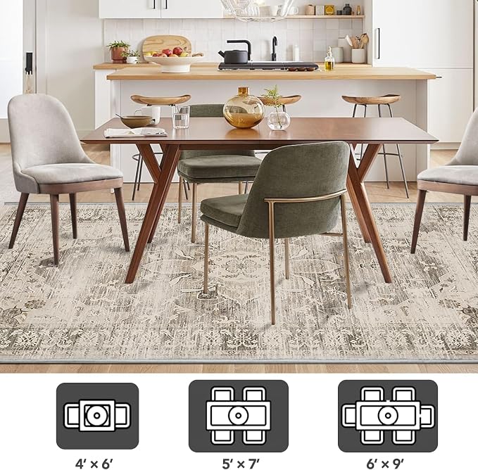 Washable Area Rugs for Living Room 4’x6’ Non Slip Low Pile Area Rugs for - Image 4