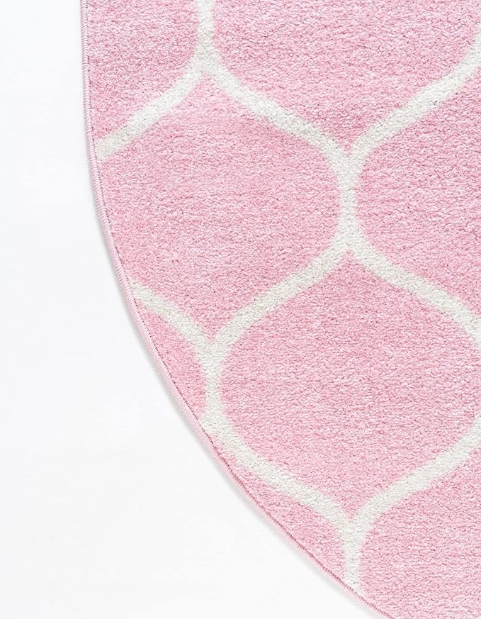 Rugs.com Lattice Frieze Collection Rug – 8' x 10' Oval Light Pink Medium Rug - Image 8