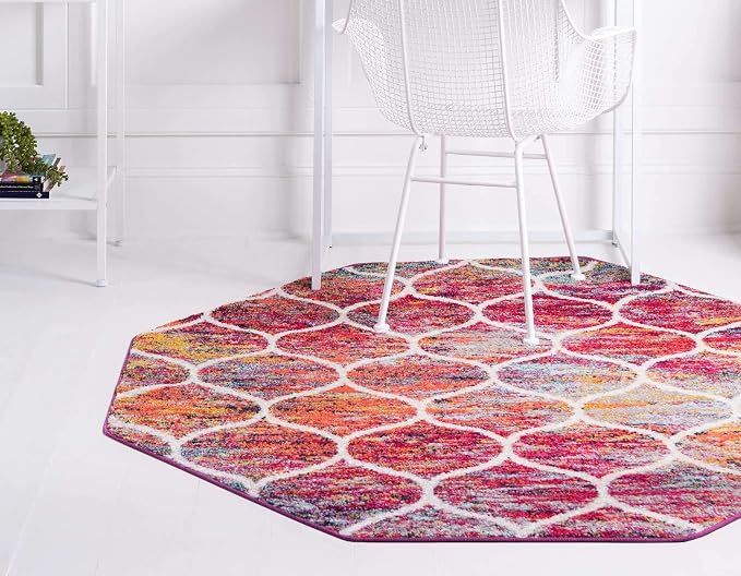 Rugs.com Lattice Frieze Collection Rug – 7' Octagon Multi Medium Rug Perfect - Image 2