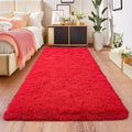 Red Runner Rug for Hallway, Bedroom Bedside Plush Rugs, Non Slip Fluffy Shaggy by Isdook