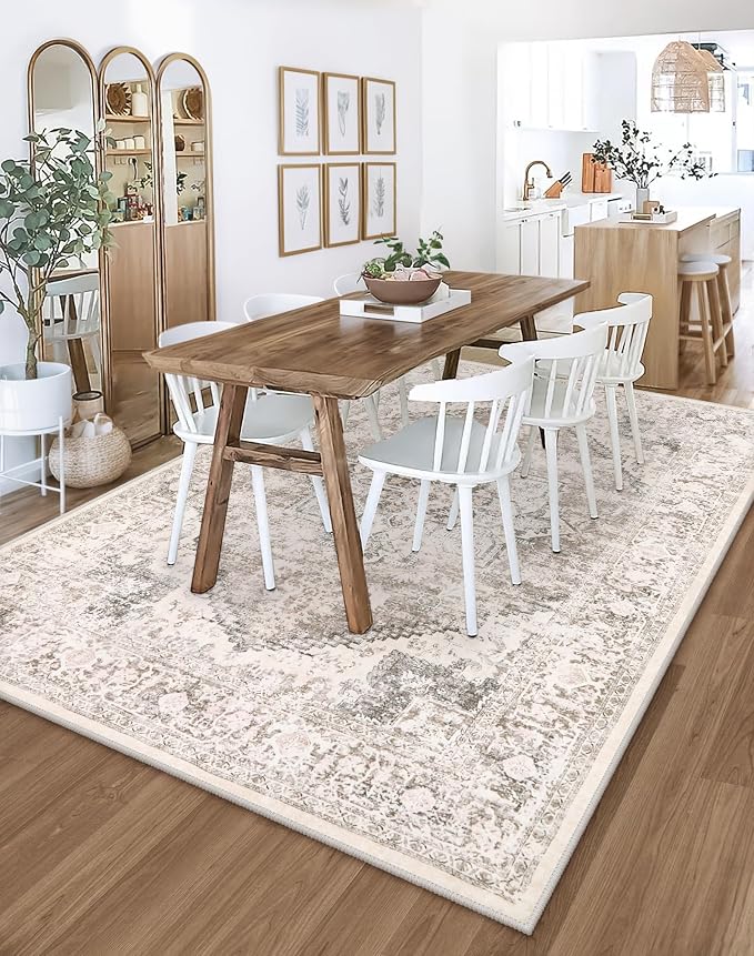 LIVEBOX 8X10 Area Rugs for Living Room, Washable Beige Neutral Boho Rugs Large - Image 7