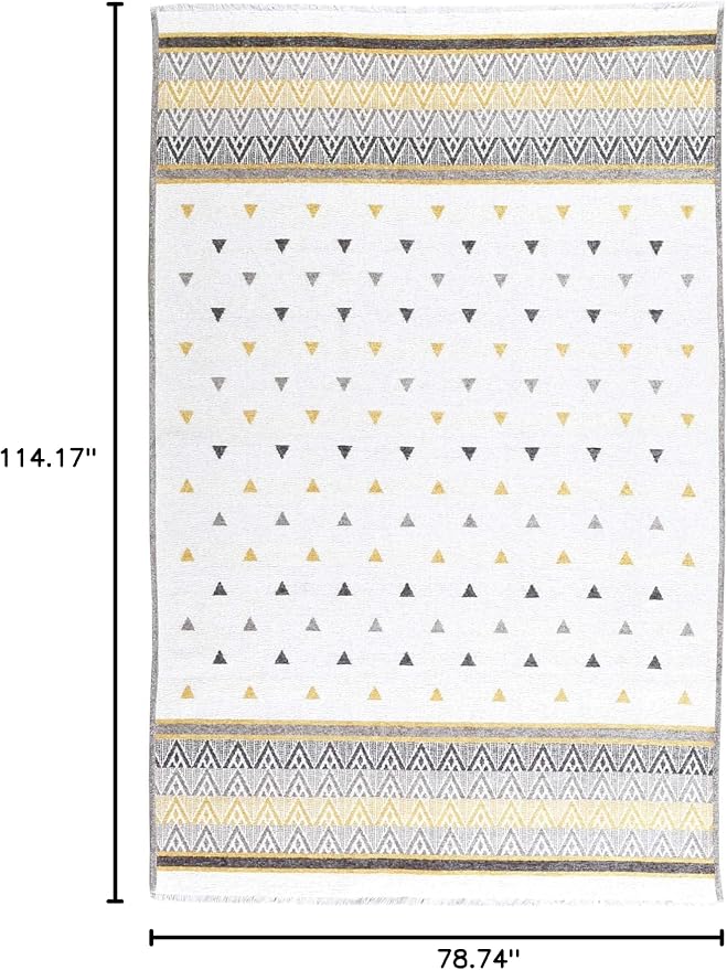 Alfa Rich 7x10 Gold Gray Off White Washable Area Rugs - Image 2