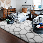 ONASAR Area Rugs for Living Room, Washable 7x10 Fluffy White and Grey Rug for - Image 9