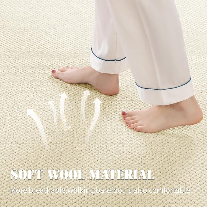 Shilucheng Wool Rug 4.7x7 Non-Slip, Blend 80% Wool and 20% Cotton Rugs - Image 5