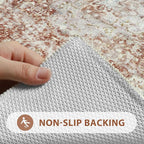 Uphome Bathroom Runner, Distressed Tribal Farmhouse Orange Bathroom Mat - Image 3