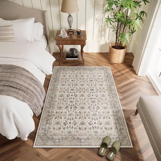 Washable 4x6 Rugs for Living Room, Boho Non-Slip Vintage Distress Small Rugs - Image 2