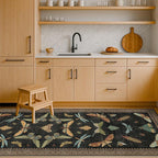 Vintage Insect 2x8 Black Entryway Runner Rug, Washable Non Slip Runners - Image 3