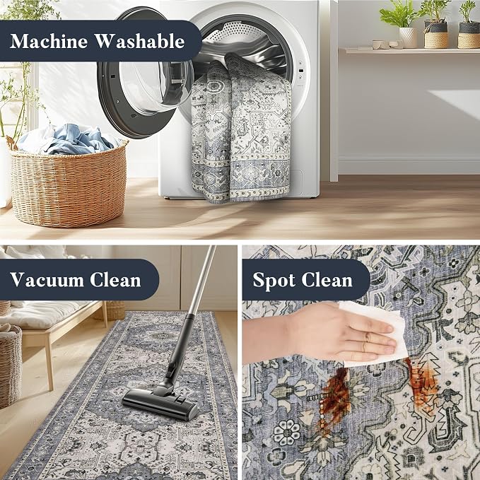 PURRUGS Vintage Farmhouse Boho Throw Rug 2x3 ft, Non-Slip Machine Washable Rug - Image 6