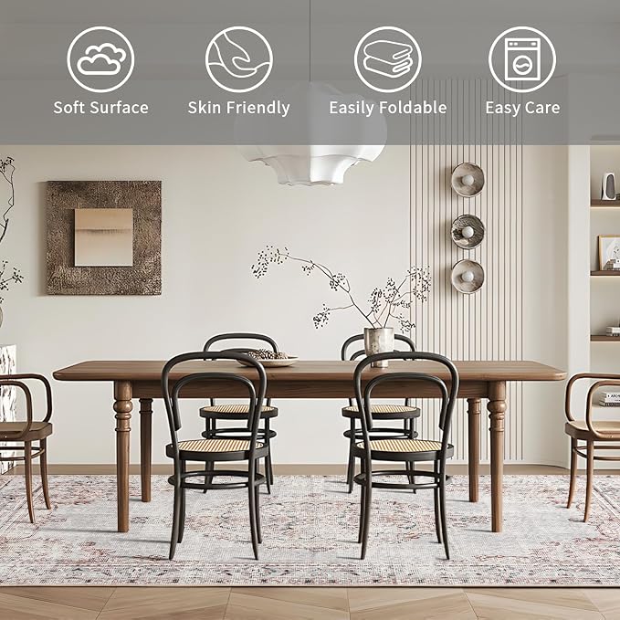 Easy-Going Area Rug 6x9 Washable Boho Rugs - Image 4