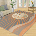 Boho Sun Area Rugs 4x5ft, Minimalist Line Kids Play Rug, Geometric Solar Throw - Image 3