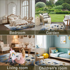 Blue Gray Flower Area Rug for Living Room, Non-Slip Backing Low Pile Modern - Image 4
