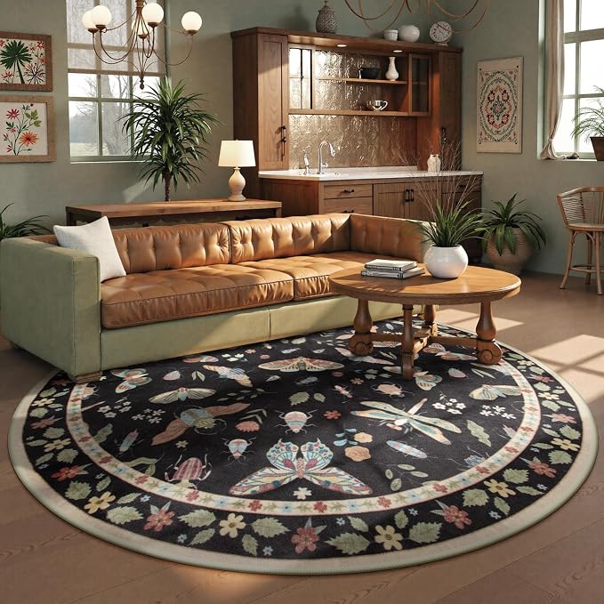 Lahome Insect Washable Round Area Rug, Soft Round Rugs 6ft Ultra-Thin Non-Slip - Image 2