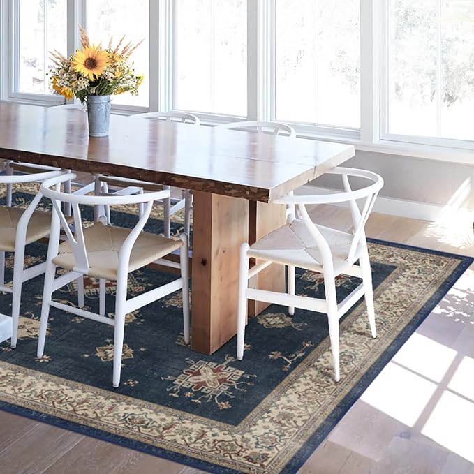 RUGGABLE Washable Vintage Area Rug – Verena Sapphire 6x9, Stain-Resistant - Image 2