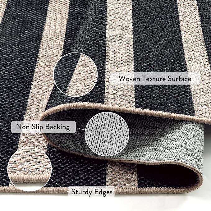 Lahome Striped Easy Jute Indoor Outdoor Rug, Washable Rugs 5x7 - Image 4