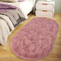 Soft Fluffy Area Rug for Bedroom, Blush Pink Fuzzy Shaggy Oval Throw Rugs for by WISHTREE