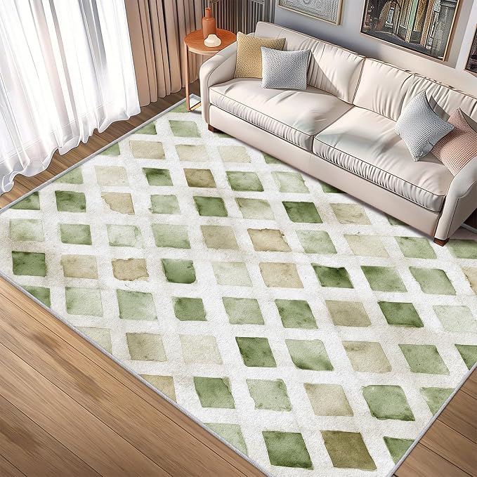 Checkered Rug, Washable 3x5 Rug - Image 2