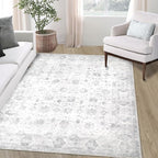 Washable 5×7 Area Rug for Living Room, Vintage Floral Rug Soft Non Slip Stain by Dotiiorug